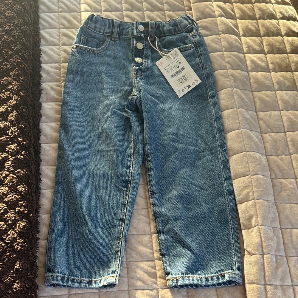 Kids Blue Button-Front Denim Jeans